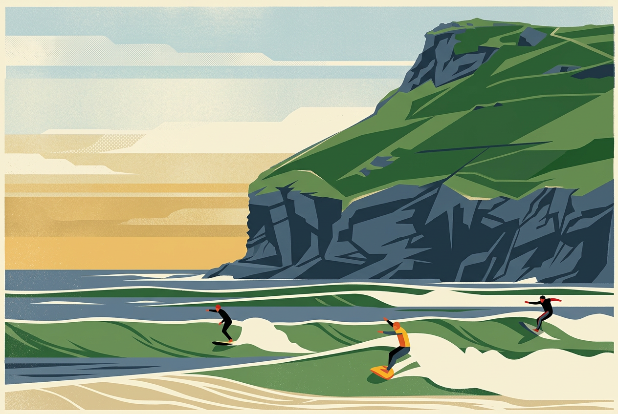 Surfers at Polzeath